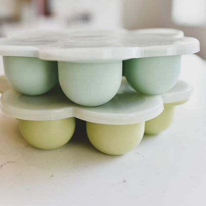 Baby Food Storage Containers - Freezer Safe Tray Silicone Baby Food Freezer Storage Tray Molds Breast Milk Freezer Tray - 2.5 Oz BPA Free with Clip-on Lid for homemade Purees & Breastmilk