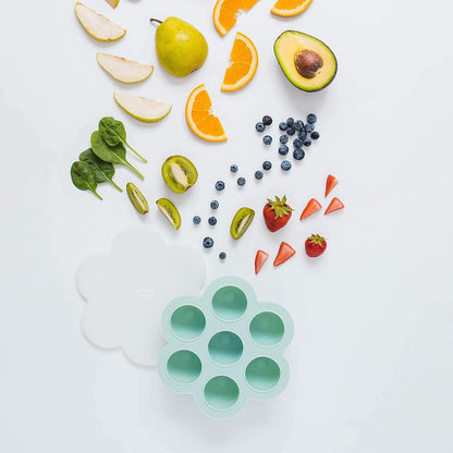 Baby Food Storage Containers - Freezer Safe Tray Silicone Baby Food Freezer Storage Tray Molds Breast Milk Freezer Tray - 2.5 Oz BPA Free with Clip-on Lid for homemade Purees & Breastmilk