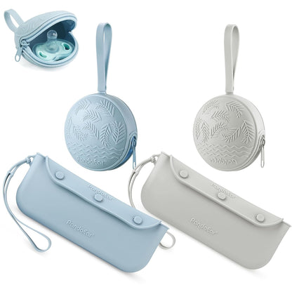 Silicone Pacifier Holder Case, Baby Pouch Holder Set, 4 Pack