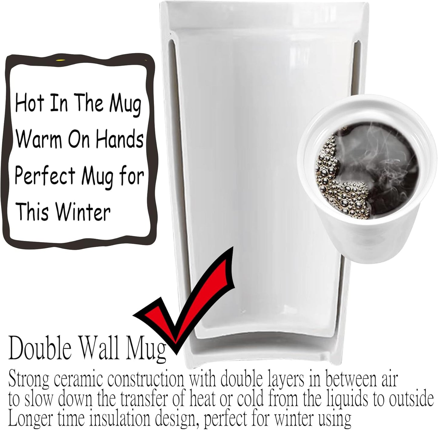 Ceramic Travel Mug, 12oz Unique To Go Coffee Mugs with Splash Resistant Lid and Color Box, Reusable Double Wall Black Mug Porcelain Coffee Cup, Gifts for Women Men Her Him, Black
