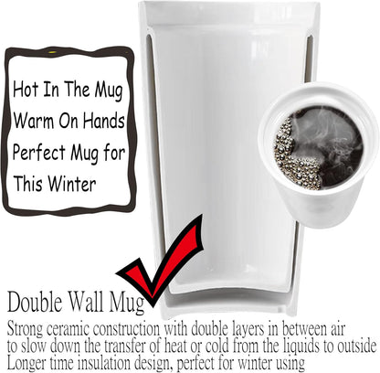 Ceramic Travel Mug, 12oz Unique To Go Coffee Mugs with Splash Resistant Lid and Color Box, Reusable Double Wall Black Mug Porcelain Coffee Cup, Gifts for Women Men Her Him, Black