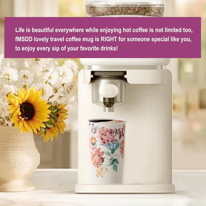 Ceramic Travel Mug, 12oz Unique To Go Coffee Mugs with Splash Resistant Lid and Color Box, Reusable Double Wall Black Mug Porcelain Coffee Cup, Gifts for Women Men Her Him, Black