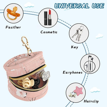 Beautiful Cherry Blossoms Baby Pacifier Holder Case, Dustproof Portable Storage Box for Diaper Bag Purse, Pacifier Storage Container for Boys & Girls