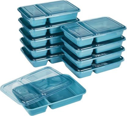 Meal Prep Rectangle Two Compartment 20-Piece, Teal, Made without BPA