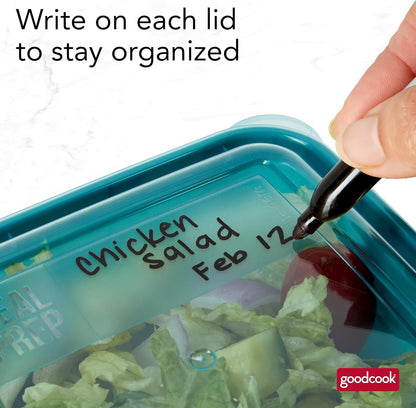 Meal Prep Rectangle Two Compartment 20-Piece, Teal, Made without BPA