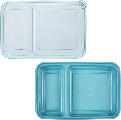 Meal Prep Rectangle Two Compartment 20-Piece, Teal, Made without BPA