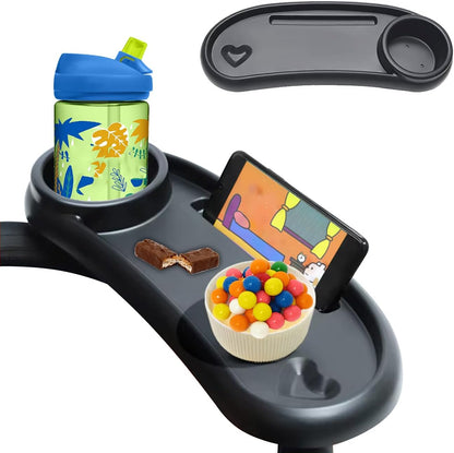 3 in 1 Universal Stroller Snack Tray, Stroller Cup Holder with Phone Holder, Stroller Snack Tray Attachment, Clip On Baby Stroller Accessories for Joggers, Umbrella & Wagons