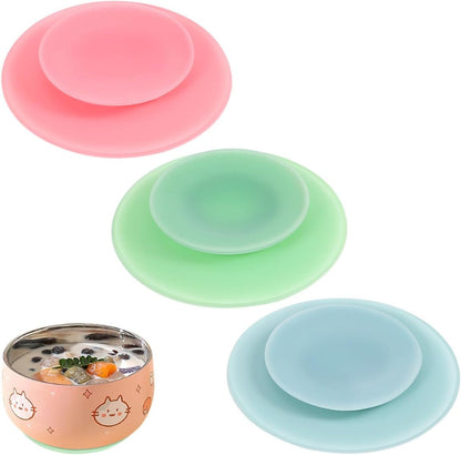 3Pcs Double Sided Suction Cups: Strong Grip Silicone Suction Pads for Plates and Bowls — Anti Slip Adaptive Eating Aids for Elderly Home Care Dining Table 3.74 Inch