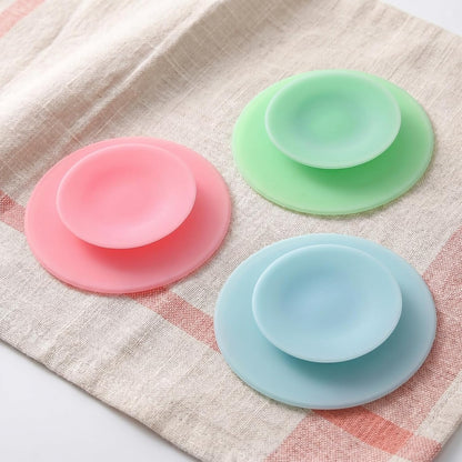 3Pcs Double Sided Suction Cups: Strong Grip Silicone Suction Pads for Plates and Bowls — Anti Slip Adaptive Eating Aids for Elderly Home Care Dining Table 3.74 Inch