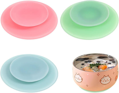 3Pcs Double Sided Suction Cups: Strong Grip Silicone Suction Pads for Plates and Bowls — Anti Slip Adaptive Eating Aids for Elderly Home Care Dining Table 3.74 Inch