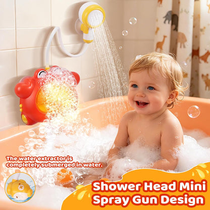 Bath Toys for Kids Ages 1-3 4-8 Rechargeable Bath Bubble Machine 2 in 1 with Baby Shower Head Light Up Crab Bath Toys with Colourful RGB Light for Toddler Boys and Girls