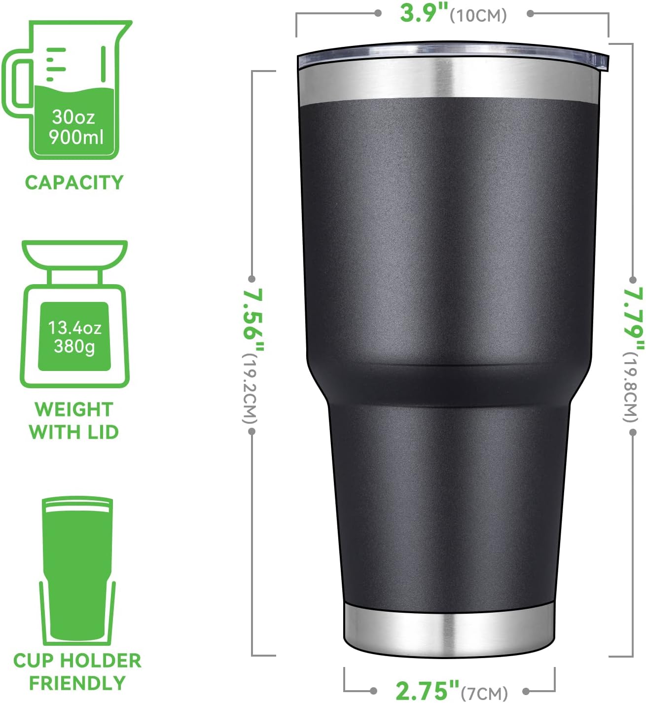 DOMICARE 30 oz Tumbler with Lid and Straw, Stainless Steel Tumblers Bulk, Insulated Vacuum Double Wall Travel Coffee Mug, Durable Powder Coated Tumbler Cup (Army Green, 1)