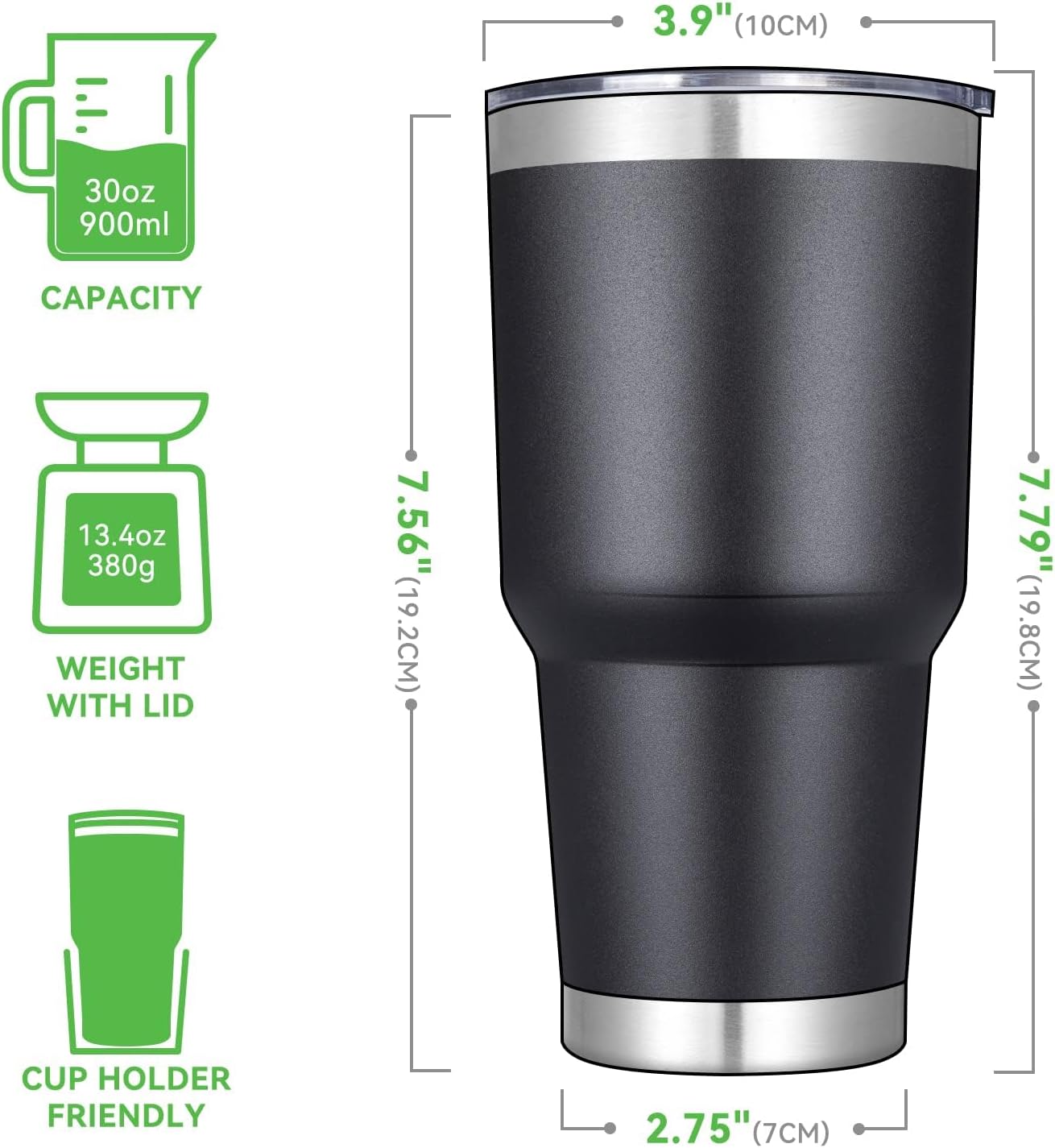 DOMICARE 30 oz Tumbler with Lid and Straw, Stainless Steel Tumblers Bulk, Insulated Vacuum Double Wall Travel Coffee Mug, Durable Powder Coated Tumbler Cup (Army Green, 1)