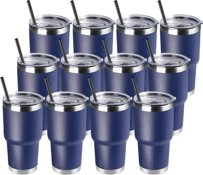 DOMICARE 30 oz Tumbler with Lid and Straw, Stainless Steel Tumblers Bulk, Insulated Vacuum Double Wall Travel Coffee Mug, Durable Powder Coated Tumbler Cup (Army Green, 1)