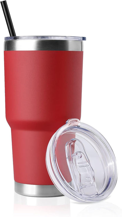 DOMICARE 30 oz Tumbler with Lid and Straw, Stainless Steel Tumblers Bulk, Insulated Vacuum Double Wall Travel Coffee Mug, Durable Powder Coated Tumbler Cup (Army Green, 1)