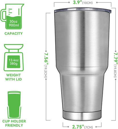 DOMICARE 30 oz Tumbler with Lid and Straw, Stainless Steel Tumblers Bulk, Insulated Vacuum Double Wall Travel Coffee Mug, Durable Powder Coated Tumbler Cup (Army Green, 1)