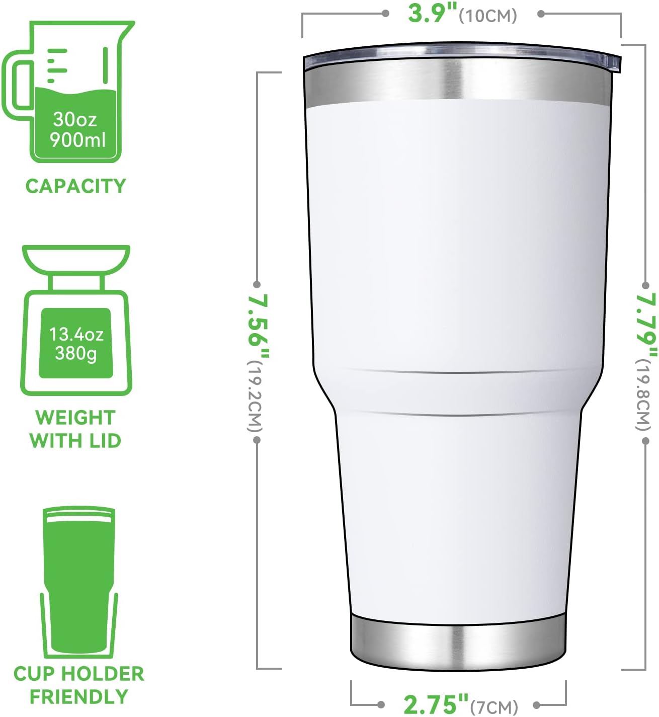 DOMICARE 30 oz Tumbler with Lid and Straw, Stainless Steel Tumblers Bulk, Insulated Vacuum Double Wall Travel Coffee Mug, Durable Powder Coated Tumbler Cup (Army Green, 1)