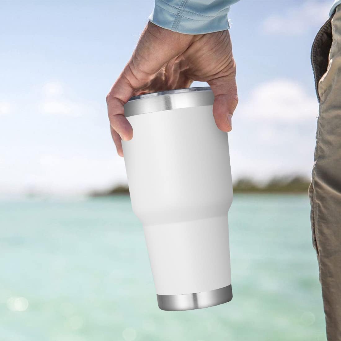DOMICARE 30 oz Tumbler with Lid and Straw, Stainless Steel Tumblers Bulk, Insulated Vacuum Double Wall Travel Coffee Mug, Durable Powder Coated Tumbler Cup (Army Green, 1)