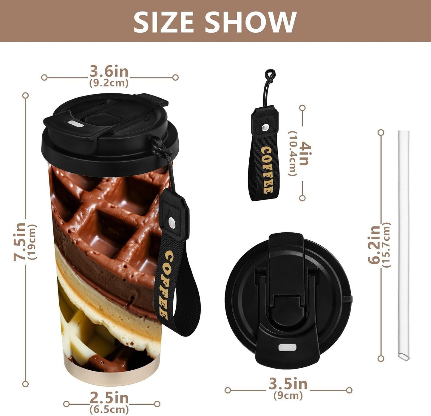 Delicious Insulated Travel Coffee Mug 17oz,Reusable Stainless Steel Coffee Tumbler Cup with Flip Lid Leak Proof Spill Proof for Office School Party Camping Hot and Cold Drink