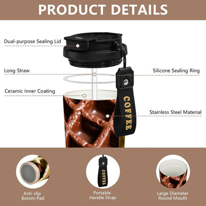 Delicious Insulated Travel Coffee Mug 17oz,Reusable Stainless Steel Coffee Tumbler Cup with Flip Lid Leak Proof Spill Proof for Office School Party Camping Hot and Cold Drink
