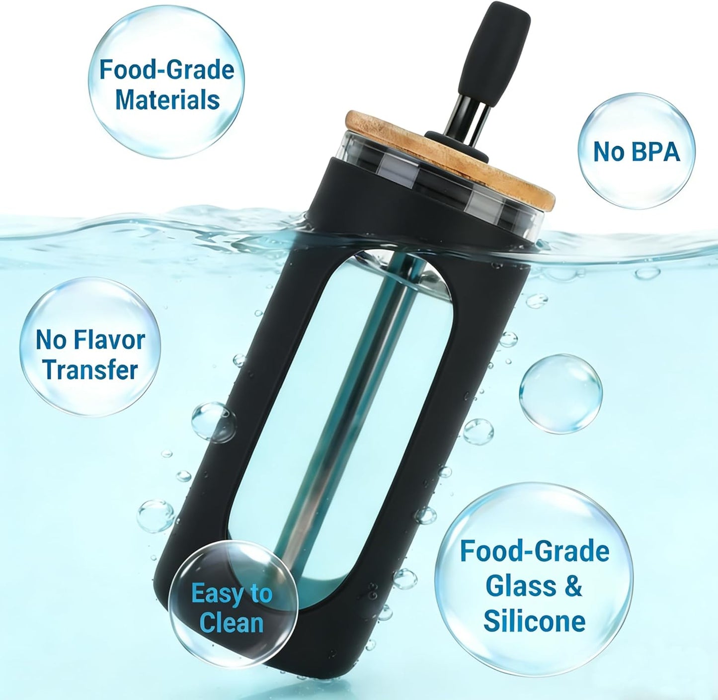 20 oz Glass Tumbler with Lids and Straws, Iced Coffee Cups | Reusable Borosilicate Glass Water Bottle with Silicone Sleeve and Bamboo Lid for Smoothie, Boba, Juice, BPA-Free
