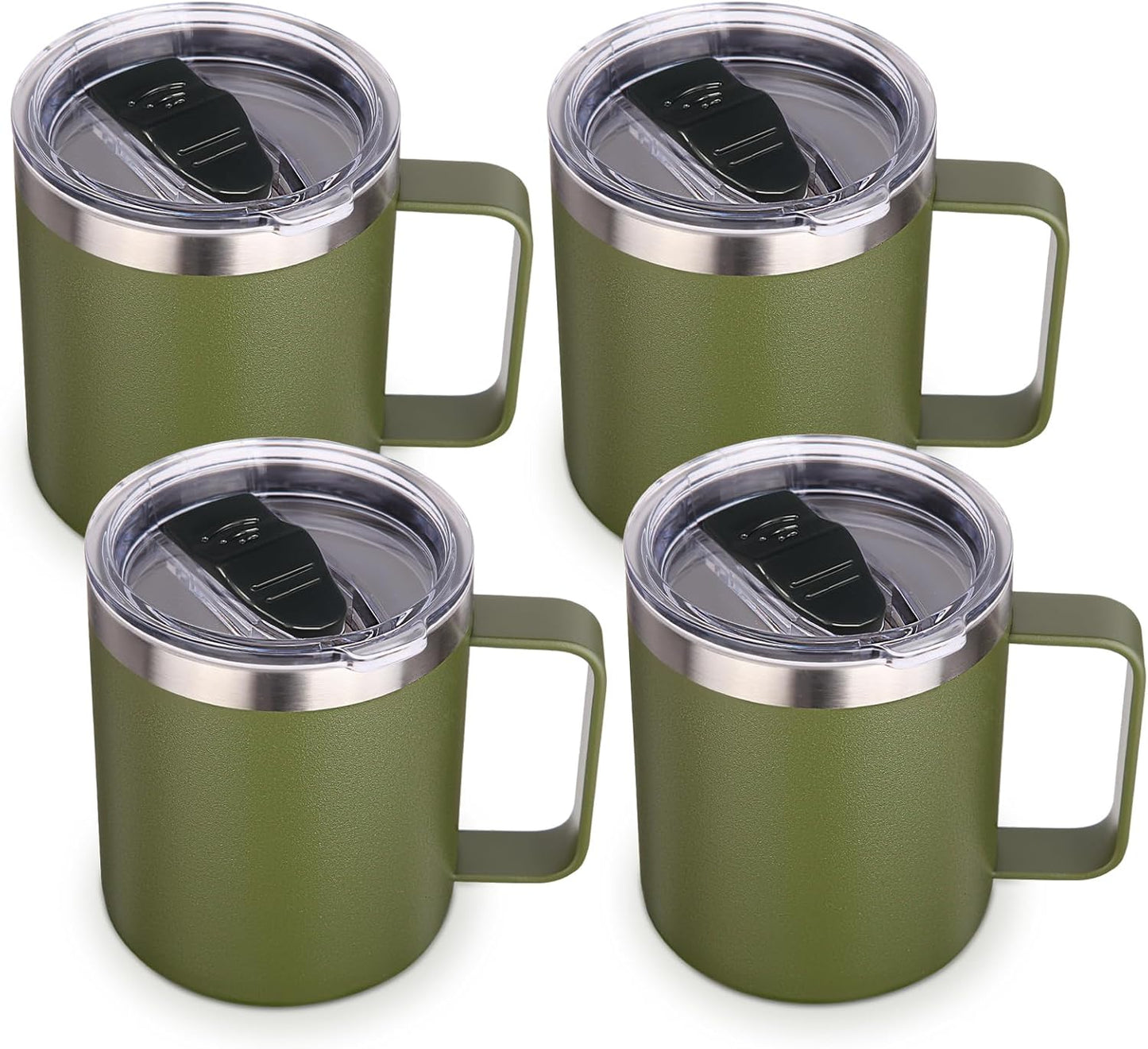 Volhoply 14oz Insulated Stainless Steel Coffee Mug with Leakproof Lid,Double Wall Vacuum Travel Coffee Cup with Handle,Reusable Cups Tumbler,Camping Mugs Keep Hot,Ideal Gifts(Purple Green,1)