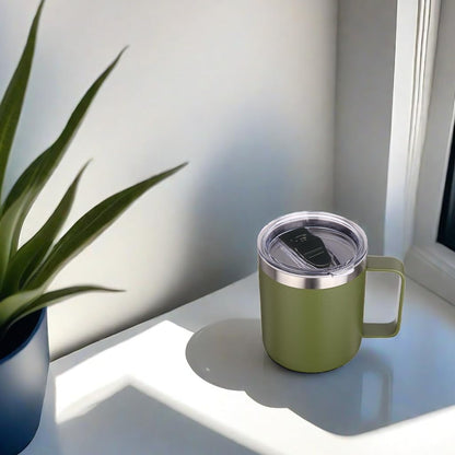 Volhoply 14oz Insulated Stainless Steel Coffee Mug with Leakproof Lid,Double Wall Vacuum Travel Coffee Cup with Handle,Reusable Cups Tumbler,Camping Mugs Keep Hot,Ideal Gifts(Purple Green,1)