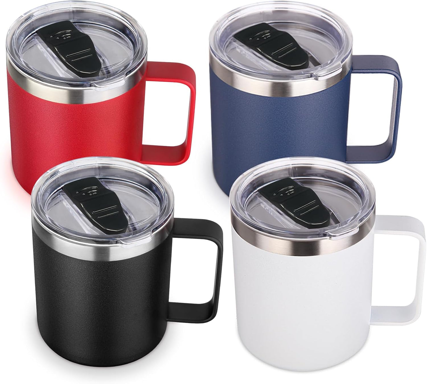 Volhoply 14oz Insulated Stainless Steel Coffee Mug with Leakproof Lid,Double Wall Vacuum Travel Coffee Cup with Handle,Reusable Cups Tumbler,Camping Mugs Keep Hot,Ideal Gifts(Purple Green,1)