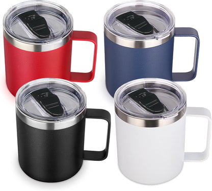 Volhoply 14oz Insulated Stainless Steel Coffee Mug with Leakproof Lid,Double Wall Vacuum Travel Coffee Cup with Handle,Reusable Cups Tumbler,Camping Mugs Keep Hot,Ideal Gifts(Purple Green,1)