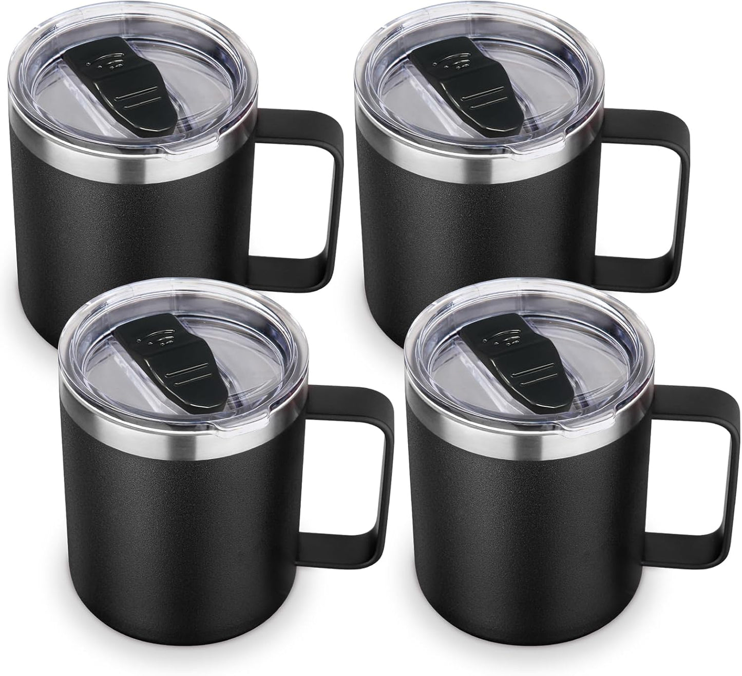 Volhoply 14oz Insulated Stainless Steel Coffee Mug with Leakproof Lid,Double Wall Vacuum Travel Coffee Cup with Handle,Reusable Cups Tumbler,Camping Mugs Keep Hot,Ideal Gifts(Purple Green,1)