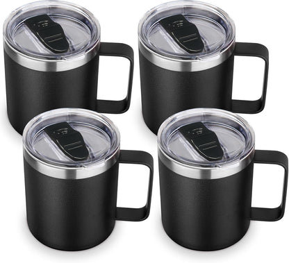 Volhoply 14oz Insulated Stainless Steel Coffee Mug with Leakproof Lid,Double Wall Vacuum Travel Coffee Cup with Handle,Reusable Cups Tumbler,Camping Mugs Keep Hot,Ideal Gifts(Purple Green,1)
