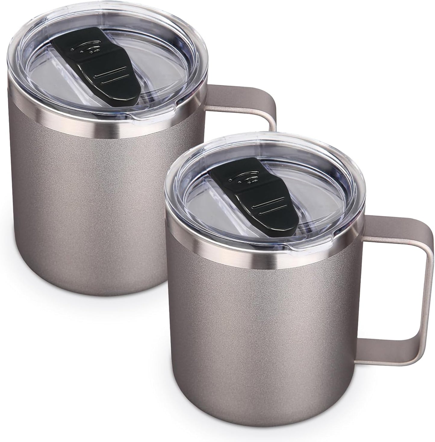 Volhoply 14oz Insulated Stainless Steel Coffee Mug with Leakproof Lid,Double Wall Vacuum Travel Coffee Cup with Handle,Reusable Cups Tumbler,Camping Mugs Keep Hot,Ideal Gifts(Purple Green,1)