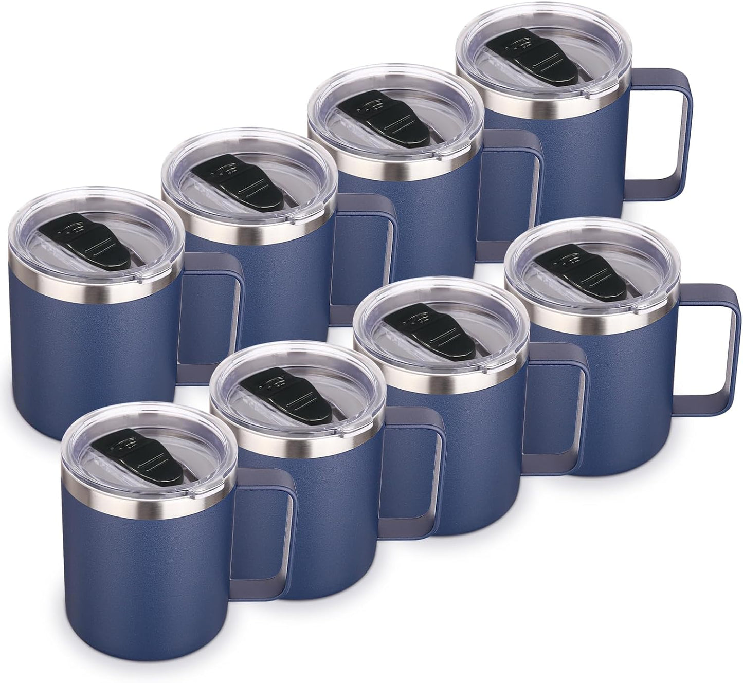 Volhoply 14oz Insulated Stainless Steel Coffee Mug with Leakproof Lid,Double Wall Vacuum Travel Coffee Cup with Handle,Reusable Cups Tumbler,Camping Mugs Keep Hot,Ideal Gifts(Purple Green,1)