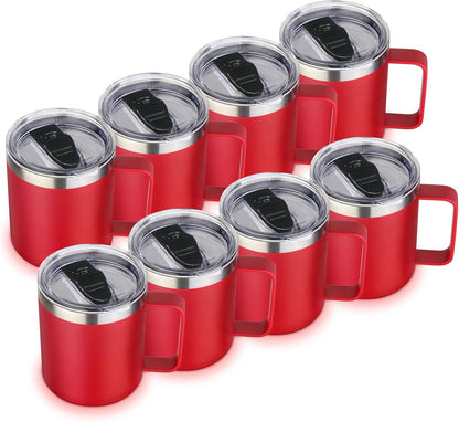 Volhoply 14oz Insulated Stainless Steel Coffee Mug with Leakproof Lid,Double Wall Vacuum Travel Coffee Cup with Handle,Reusable Cups Tumbler,Camping Mugs Keep Hot,Ideal Gifts(Purple Green,1)