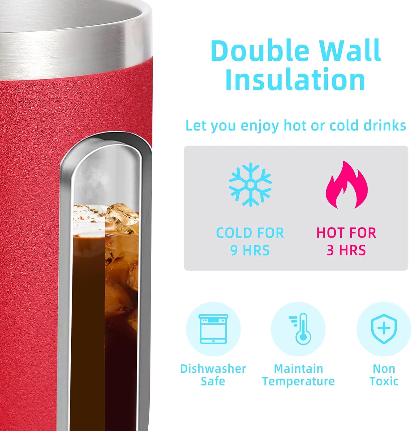 Volhoply 14oz Insulated Stainless Steel Coffee Mug with Leakproof Lid,Double Wall Vacuum Travel Coffee Cup with Handle,Reusable Cups Tumbler,Camping Mugs Keep Hot,Ideal Gifts(Purple Green,1)