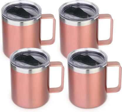 Volhoply 14oz Insulated Stainless Steel Coffee Mug with Leakproof Lid,Double Wall Vacuum Travel Coffee Cup with Handle,Reusable Cups Tumbler,Camping Mugs Keep Hot,Ideal Gifts(Purple Green,1)