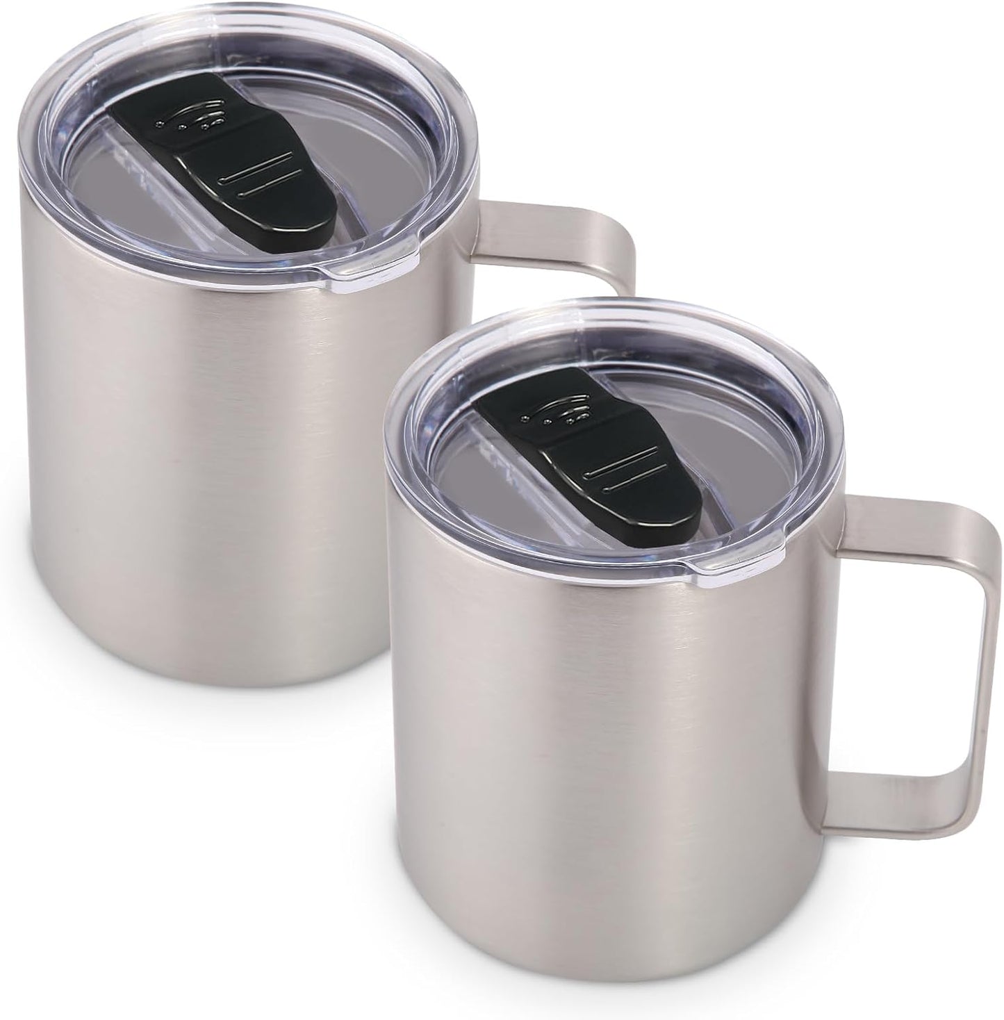 Volhoply 14oz Insulated Stainless Steel Coffee Mug with Leakproof Lid,Double Wall Vacuum Travel Coffee Cup with Handle,Reusable Cups Tumbler,Camping Mugs Keep Hot,Ideal Gifts(Purple Green,1)