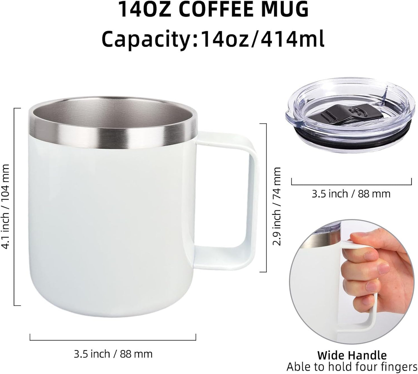 Volhoply 14oz Insulated Stainless Steel Coffee Mug with Leakproof Lid,Double Wall Vacuum Travel Coffee Cup with Handle,Reusable Cups Tumbler,Camping Mugs Keep Hot,Ideal Gifts(Purple Green,1)