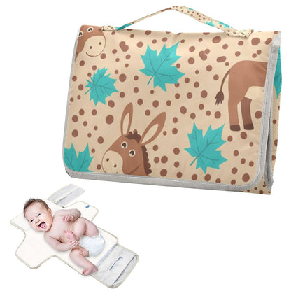 Donkeys Leaves Design Portable Diaper Changing Pad for Walks