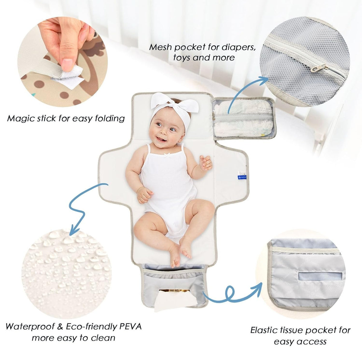 Donkeys Leaves Design Portable Diaper Changing Pad for Walks