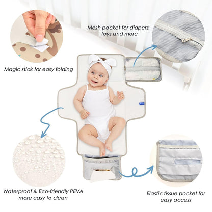 Donkeys Leaves Design Portable Diaper Changing Pad for Walks
