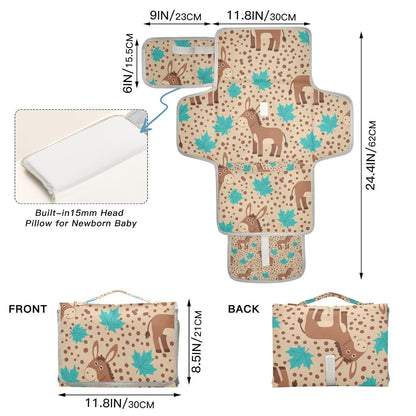 Donkeys Leaves Design Portable Diaper Changing Pad for Walks