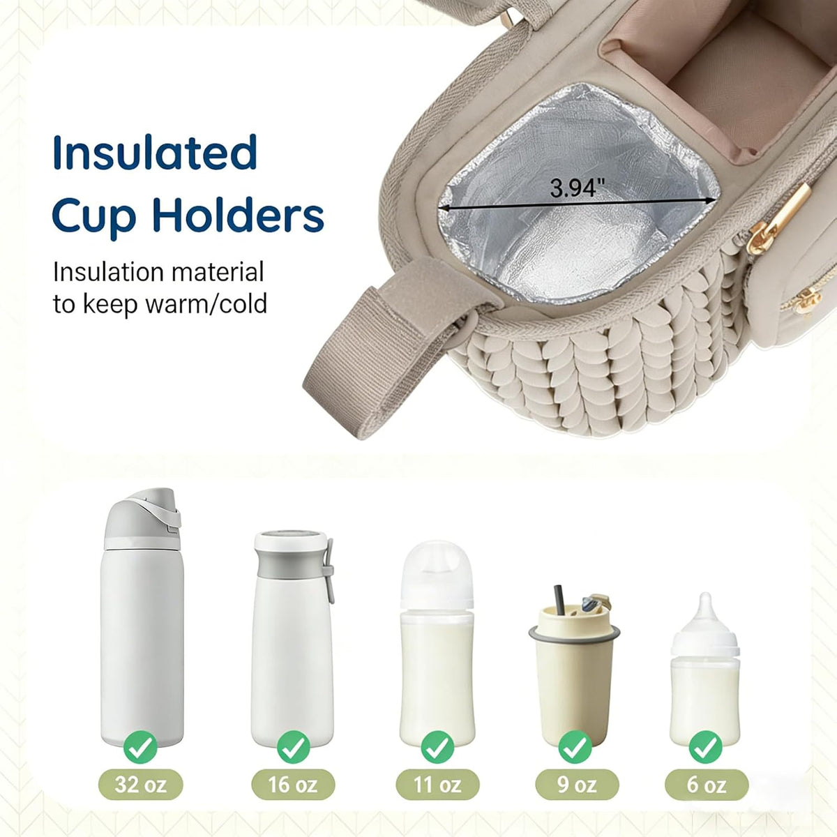 Universal Stroller Organizer with Insulated Cup Holders