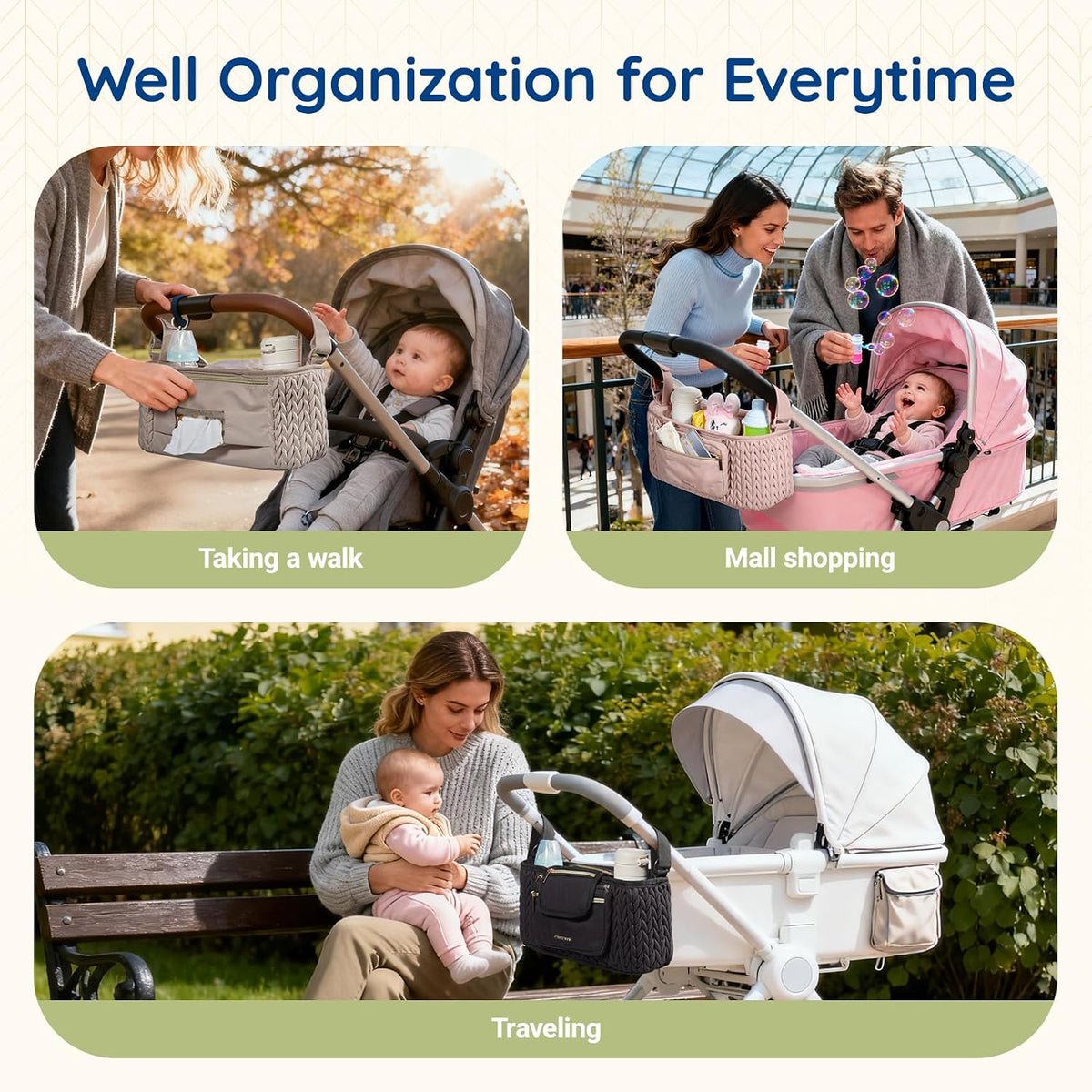 Universal Stroller Organizer with Insulated Cup Holders
