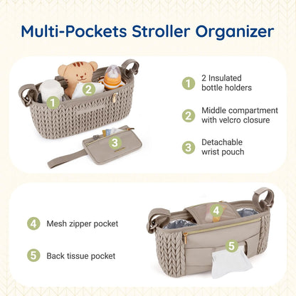 Universal Stroller Organizer with Insulated Cup Holders