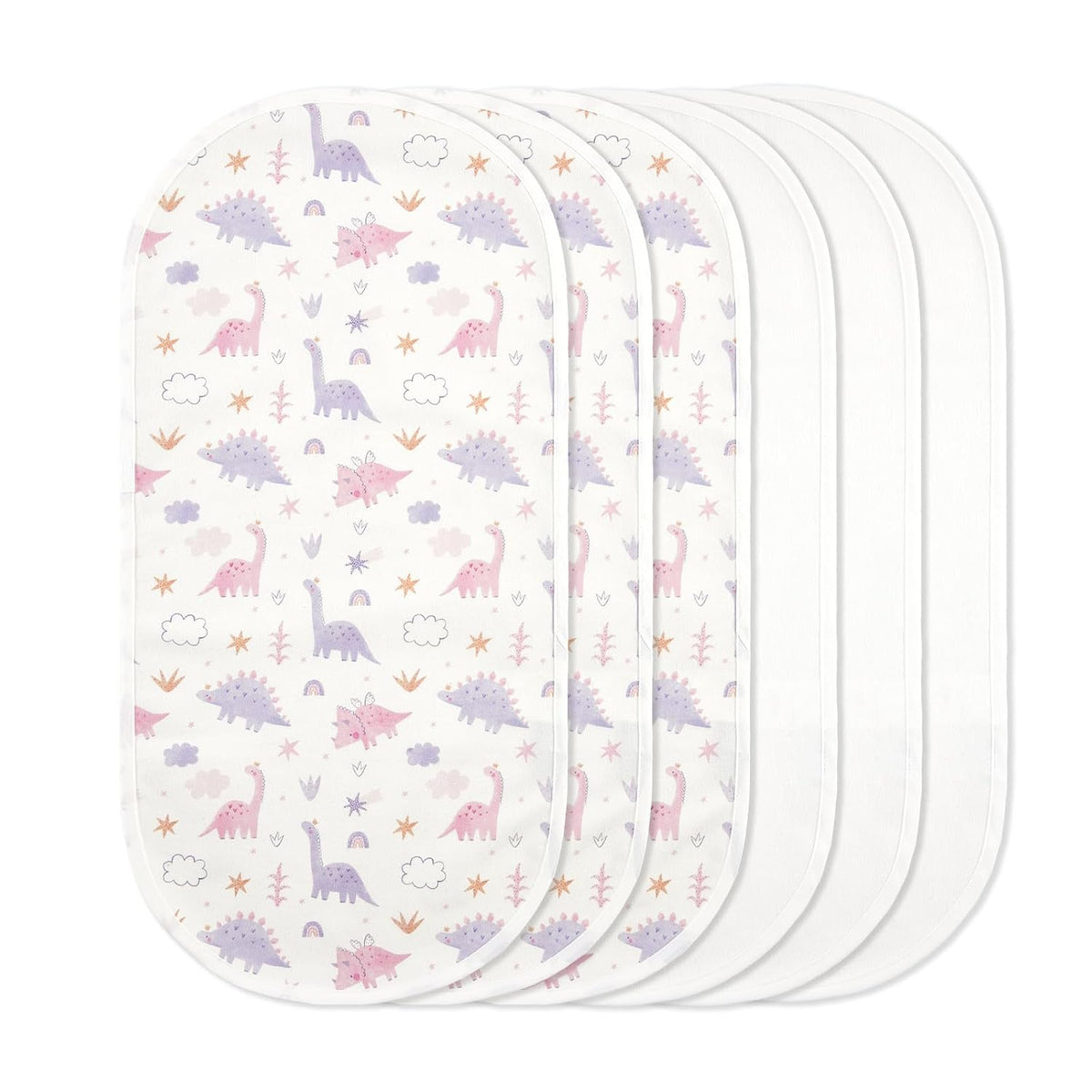 Waterproof Changing Pad Liners 6 Pack, 100% Cotton Reusable Cloth Diaper Liners, White