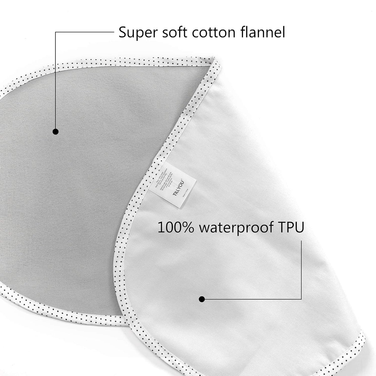 Waterproof Changing Pad Liners 6 Pack, 100% Cotton Reusable Cloth Diaper Liners, White