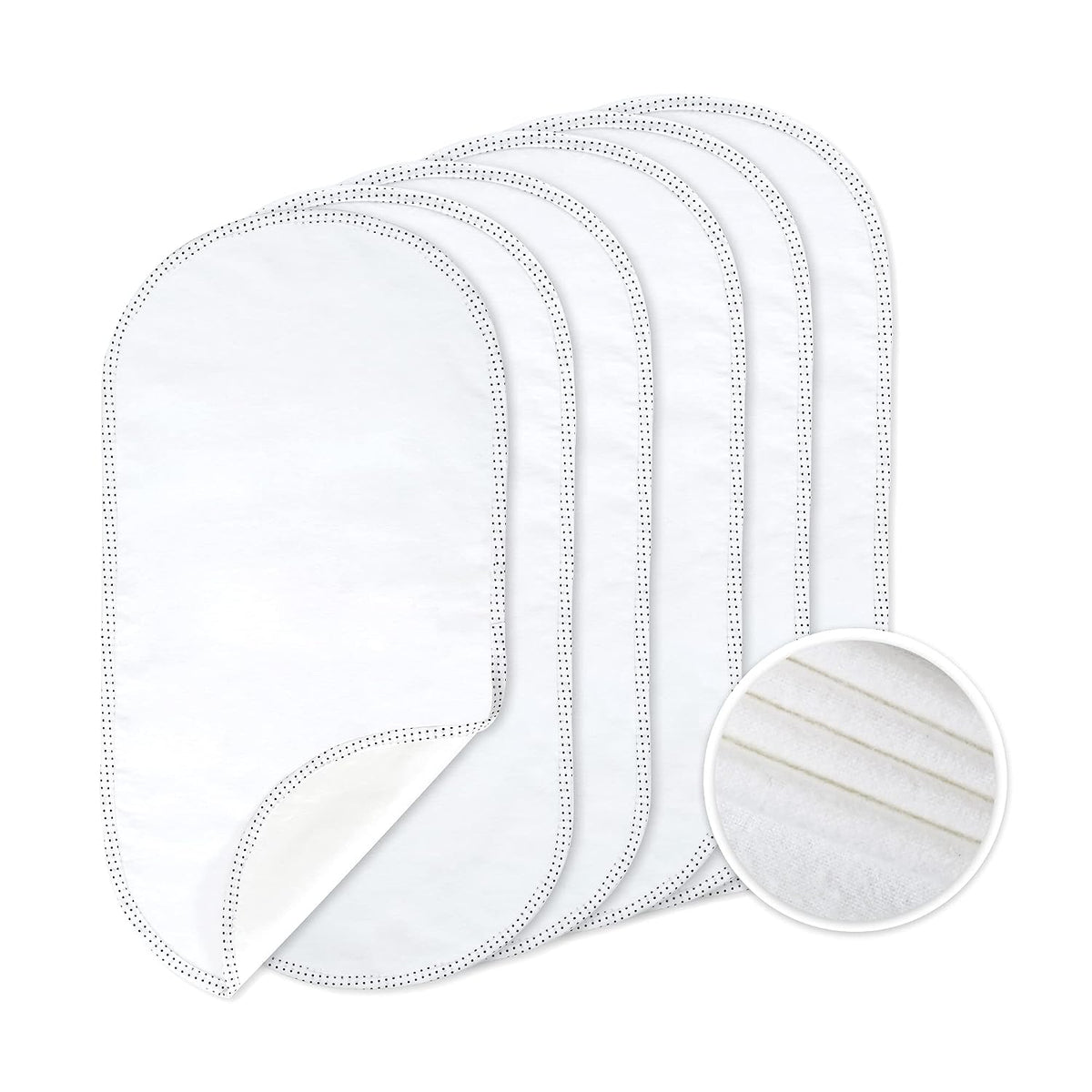 Waterproof Changing Pad Liners 6 Pack, 100% Cotton Reusable Cloth Diaper Liners, White