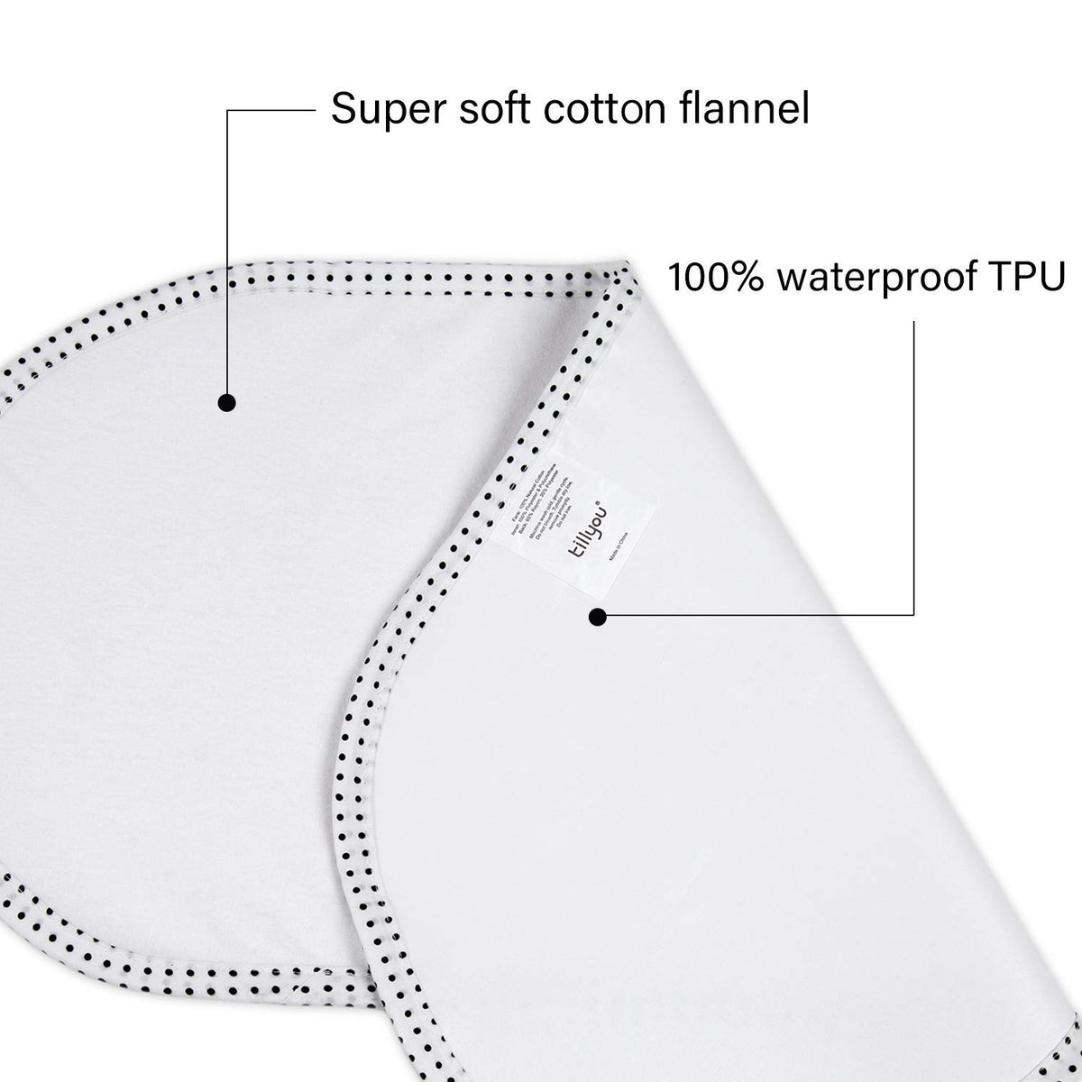 Waterproof Changing Pad Liners 6 Pack, 100% Cotton Reusable Cloth Diaper Liners, White
