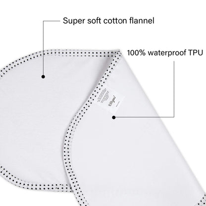 Waterproof Changing Pad Liners 6 Pack, 100% Cotton Reusable Cloth Diaper Liners, White